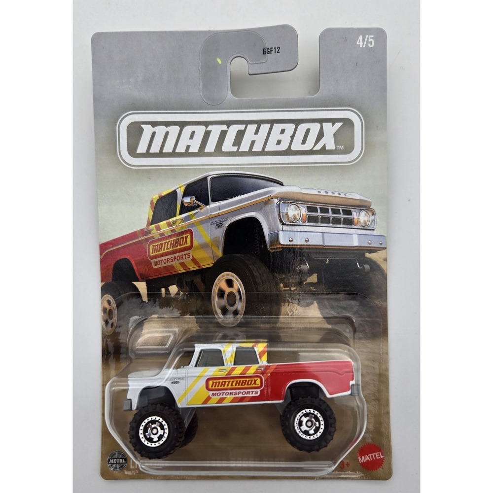 Matchbox 2025 Dodge D200 Pickup 1968 White Red Yellow 4/5 Diecast Motorsports‎